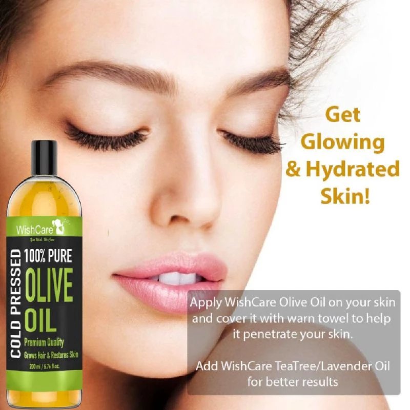 WishCare 100 Pure Cold Pressed Olive Oil for Healthy Hair and Glowing Skin, 200 ml-6.webp